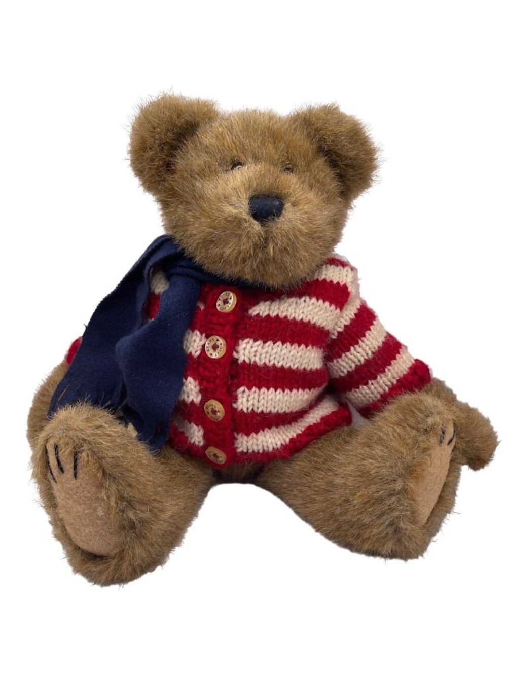 Boyds Bears Waldo Bearsworth 11” Plush Stuffed Bear Red & White Striped Sweater